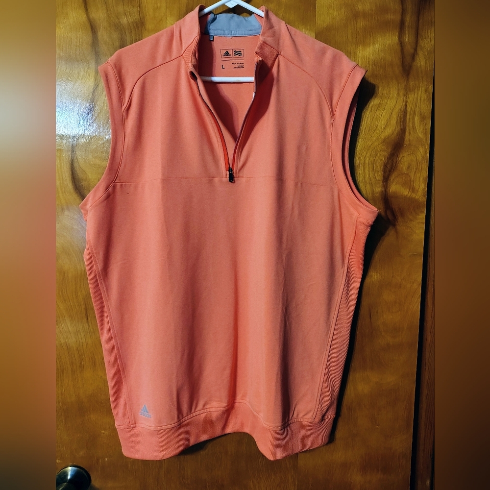 Adidas brand, Men's Clima- Cool 1/4 Zip Golf Vest, Coral, Size L